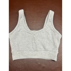Aerie Women Faux Button Design‎ Sleeveless Crop Tank Top AW5 Grey XS